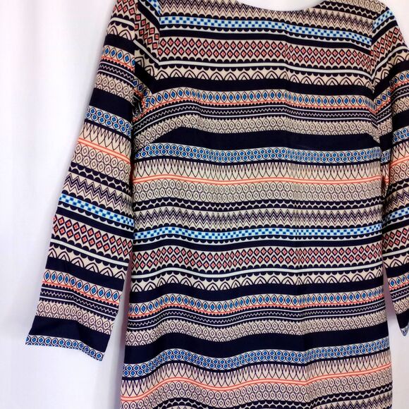 J.Crew Retro Mini Shift Dress 3/4 Sleeves Colorful Striped Lined sz: 4 - Picture 3 of 6